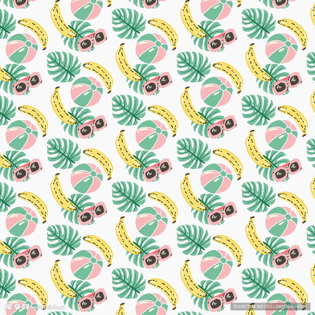 热带水果花卉图案背景