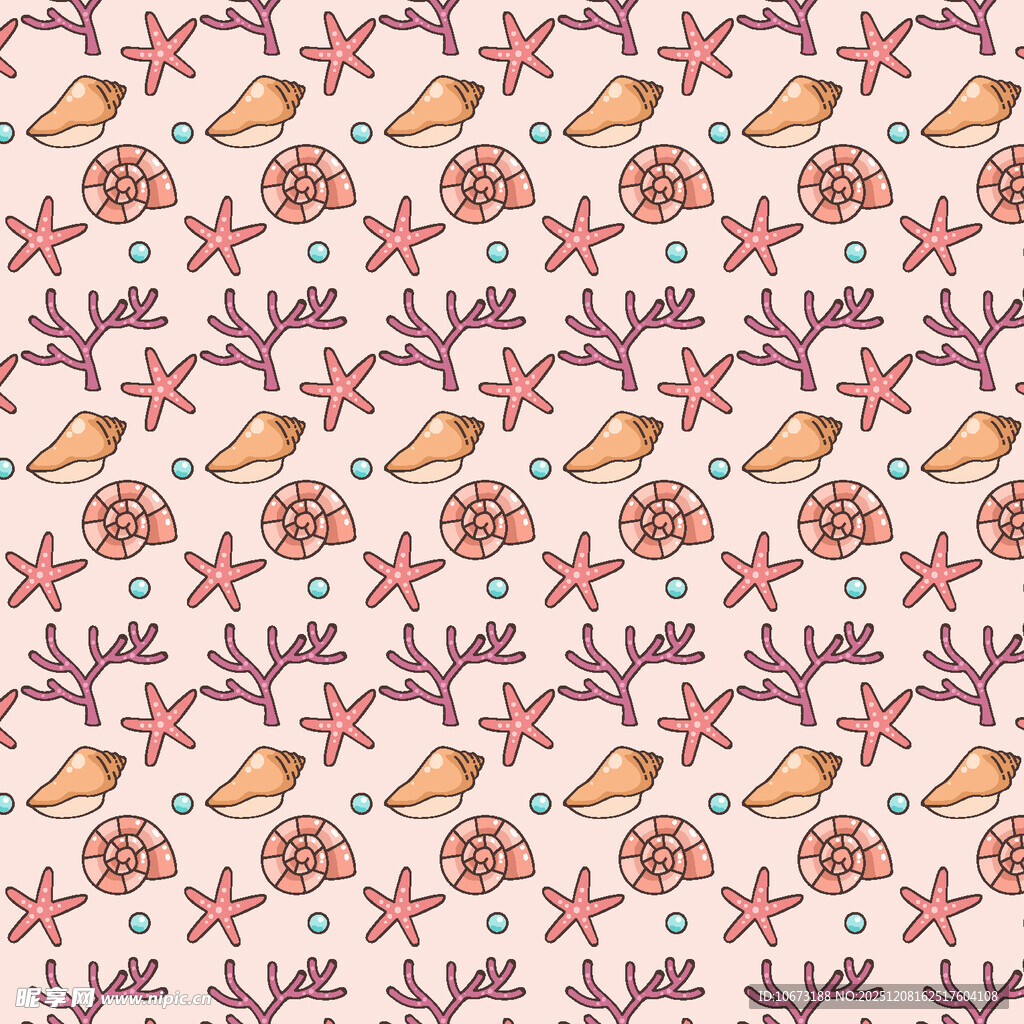 海洋元素无缝图案背景