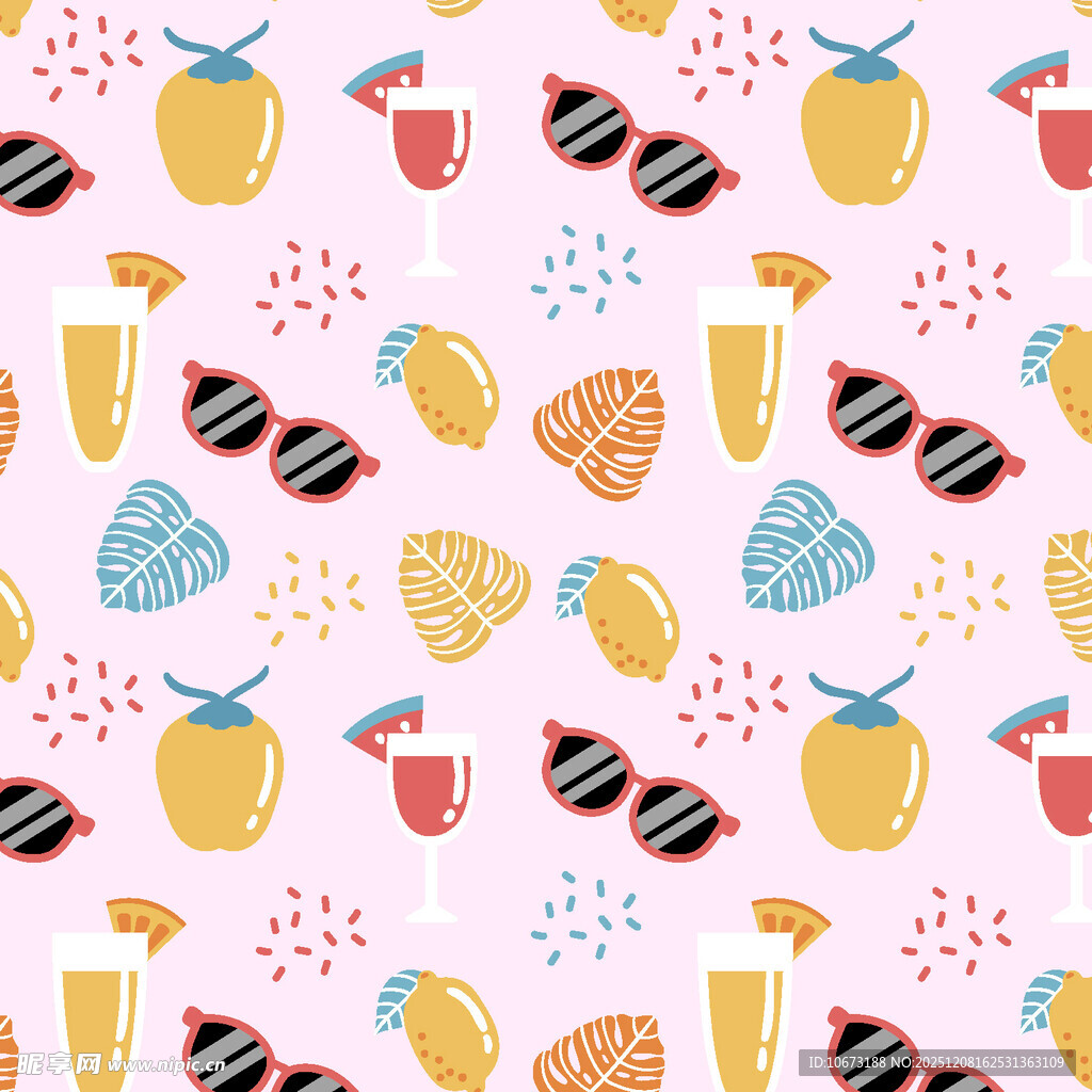 夏日水果墨镜图案背景