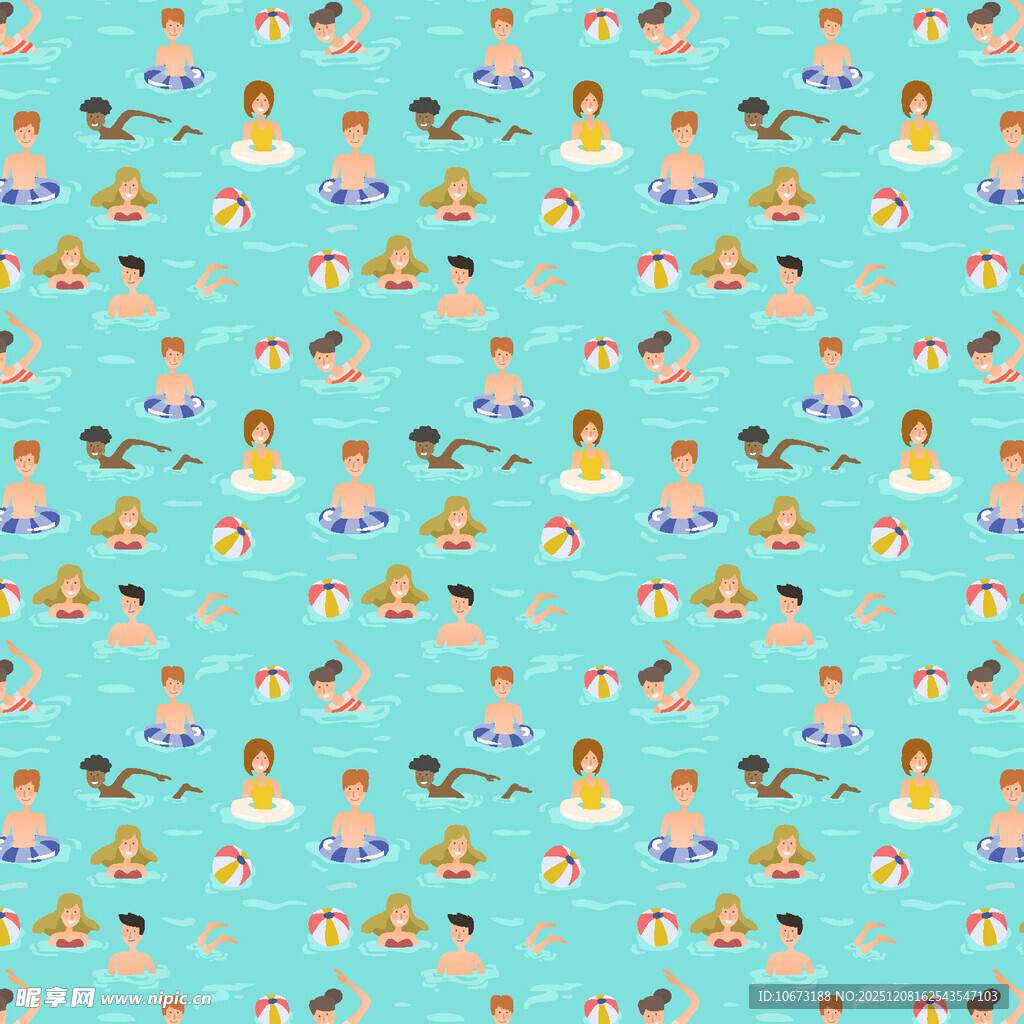 蓝色背景卡通人物图案