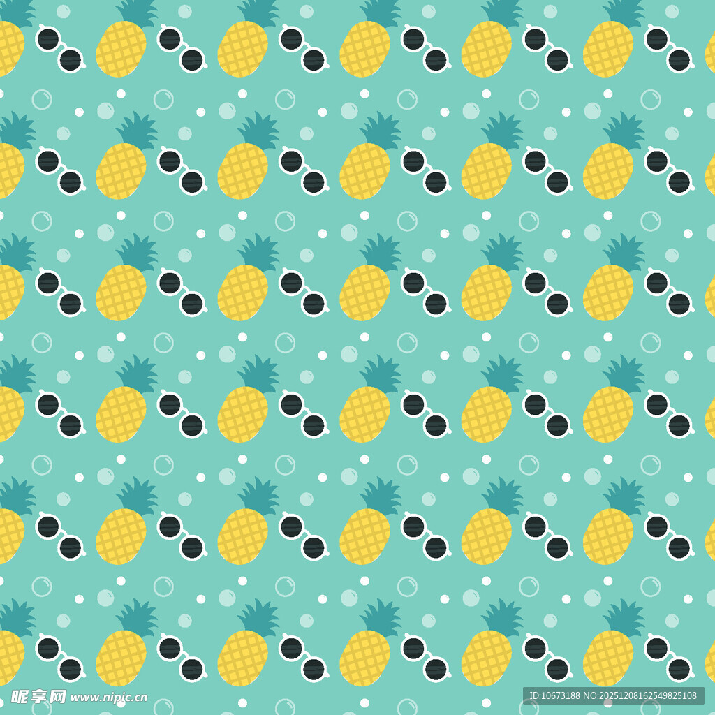 清新蓝底黄果波点图案