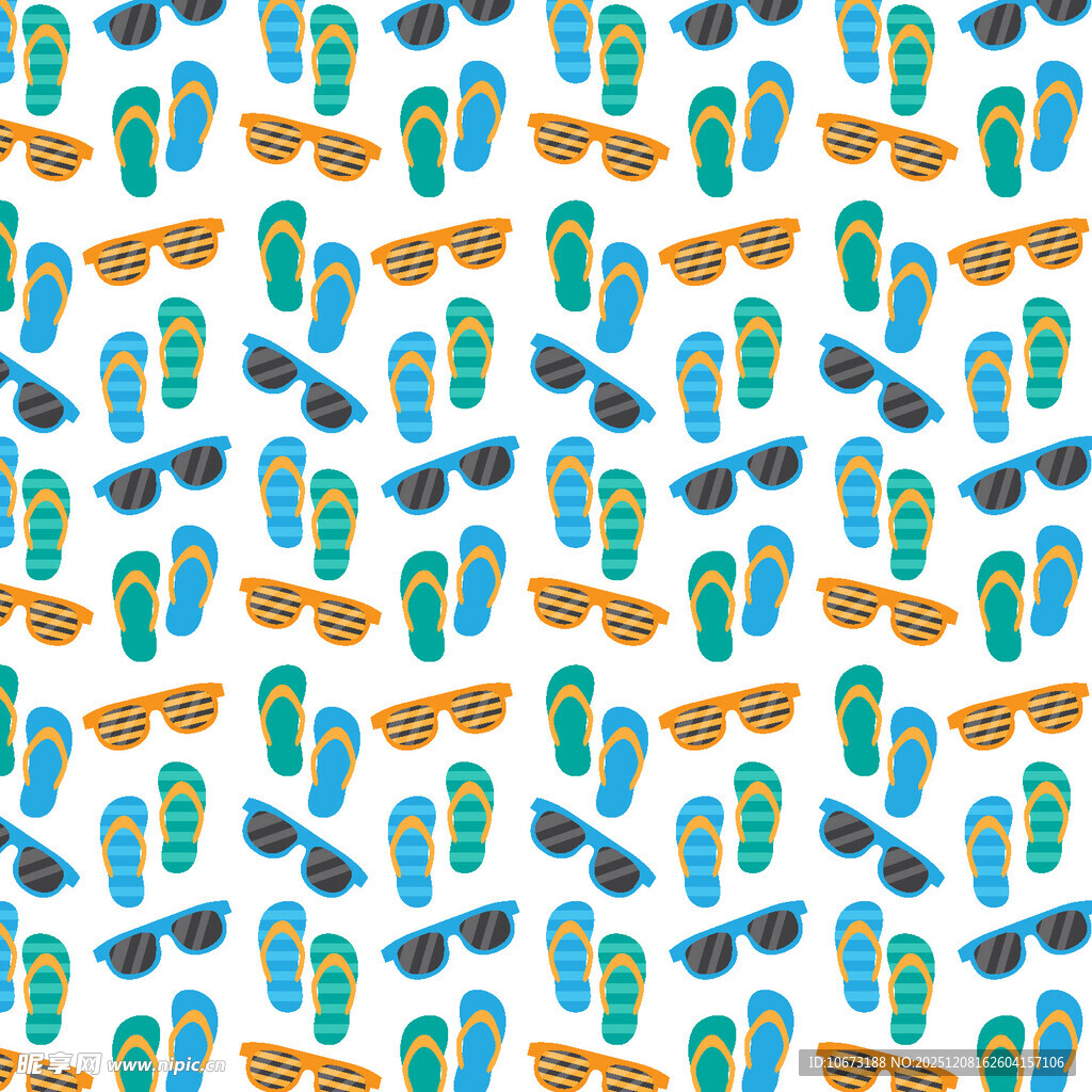 夏日沙滩风拖鞋墨镜图案