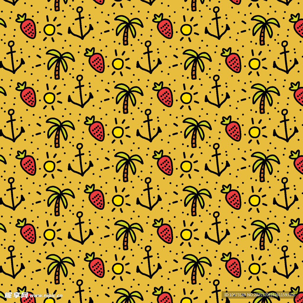 黄色海洋主题图案背景