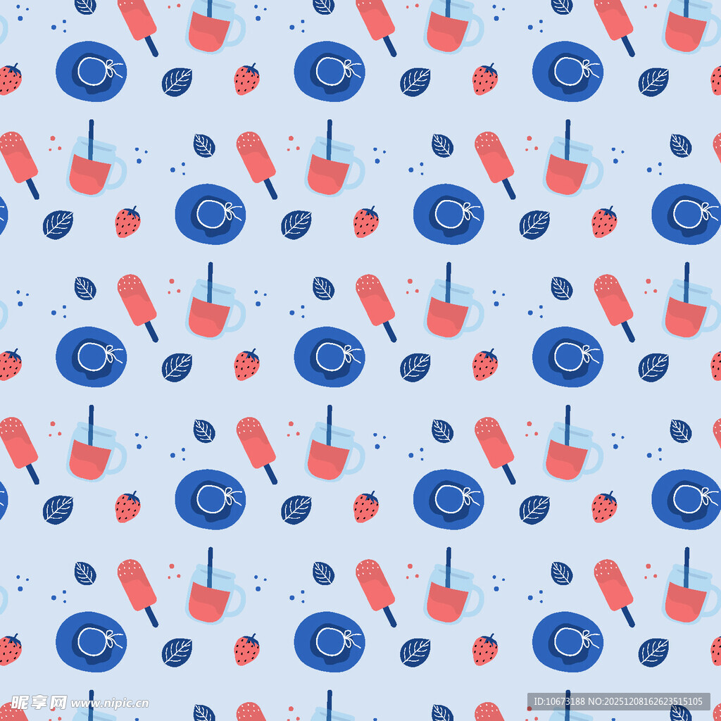 蓝红图案无缝背景纹理