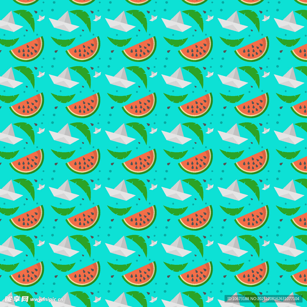 西瓜云朵图案背景