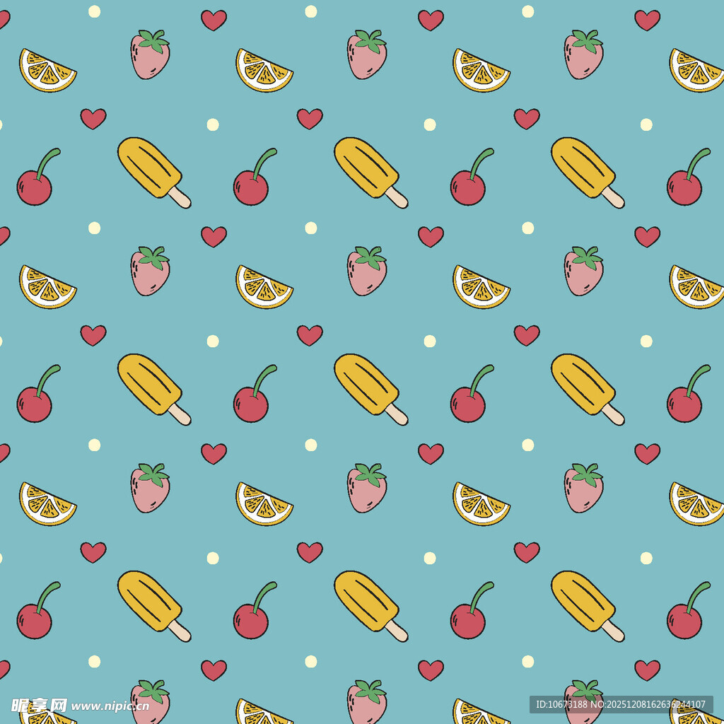 夏日水果冰淇淋图案背景