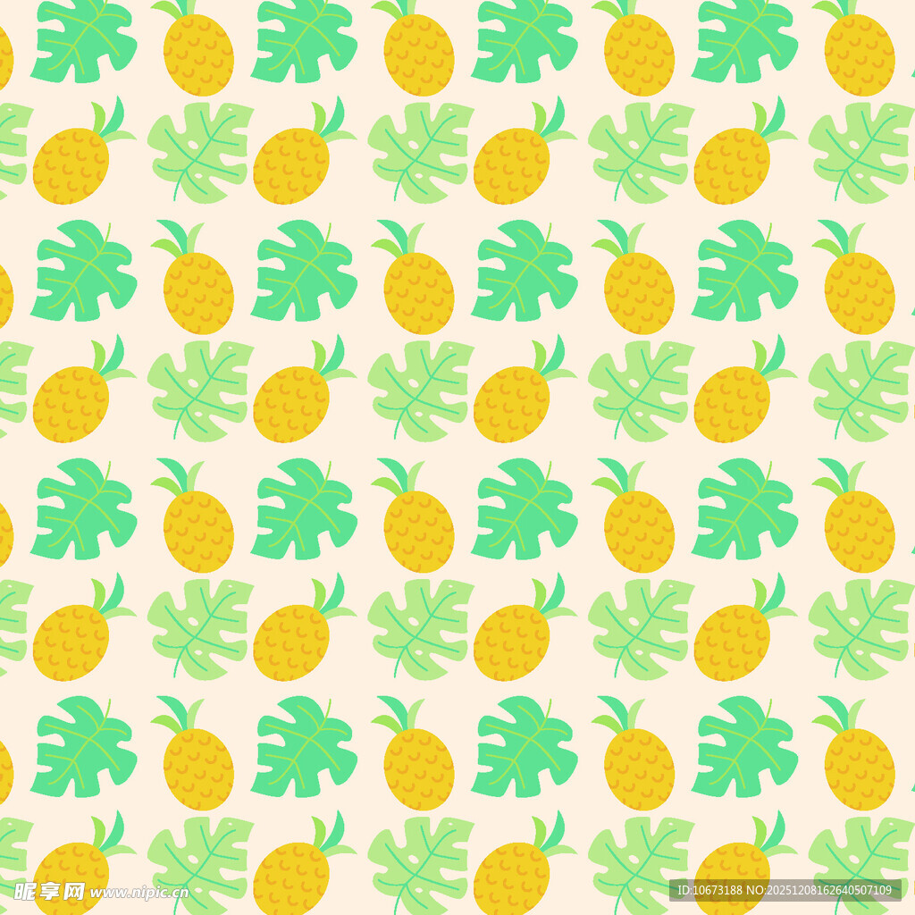 菠萝绿叶图案背景纹理