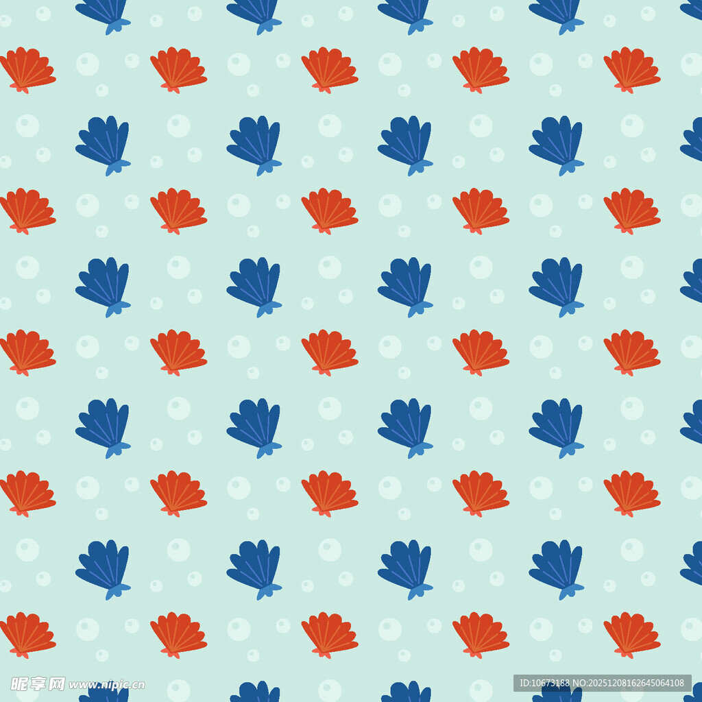 蓝底红蓝花朵图案背景