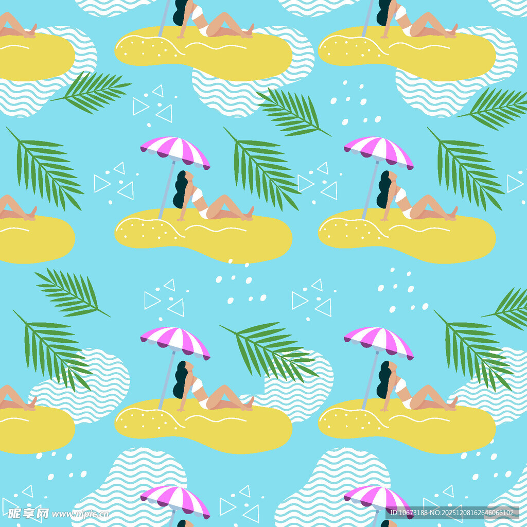 夏日海滩度假图案设计