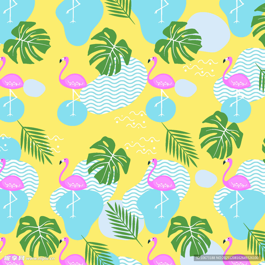热带风情火烈鸟图案背景