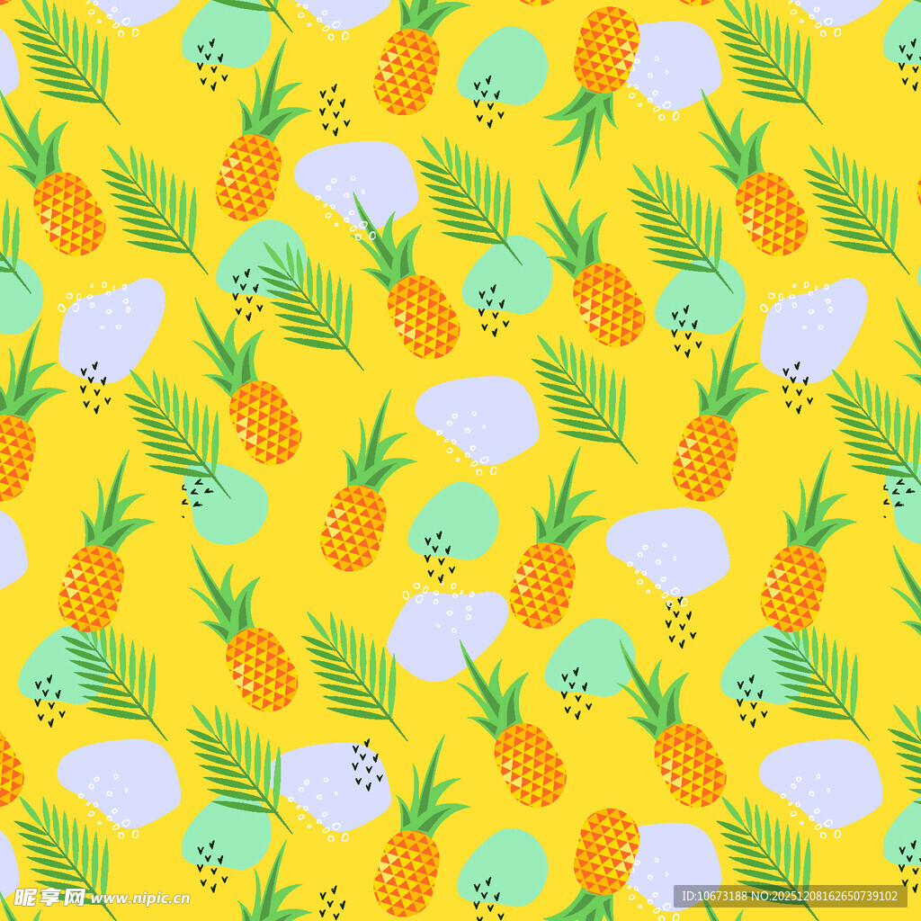 黄色背景菠萝图案纹理