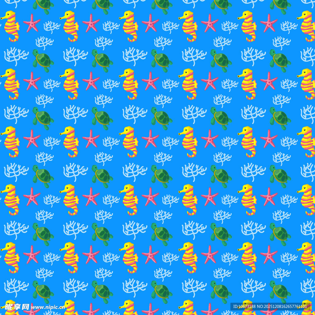 海洋元素蓝色卡通图案背景