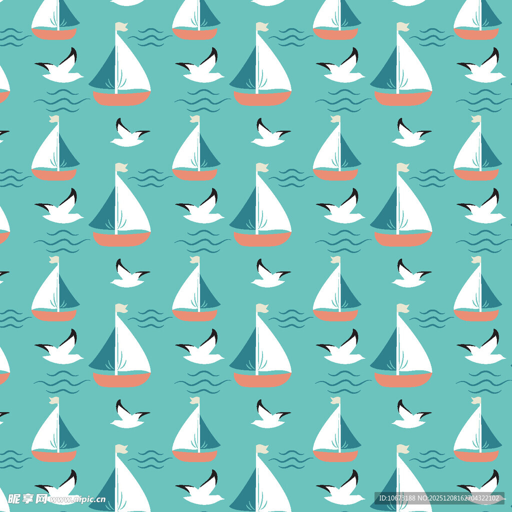 海洋帆船海鸥图案背景