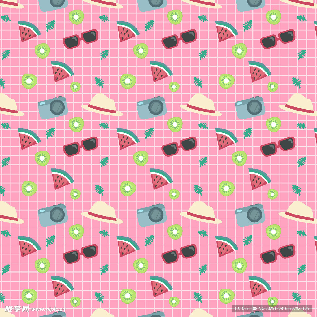 夏日清凉元素无缝图案