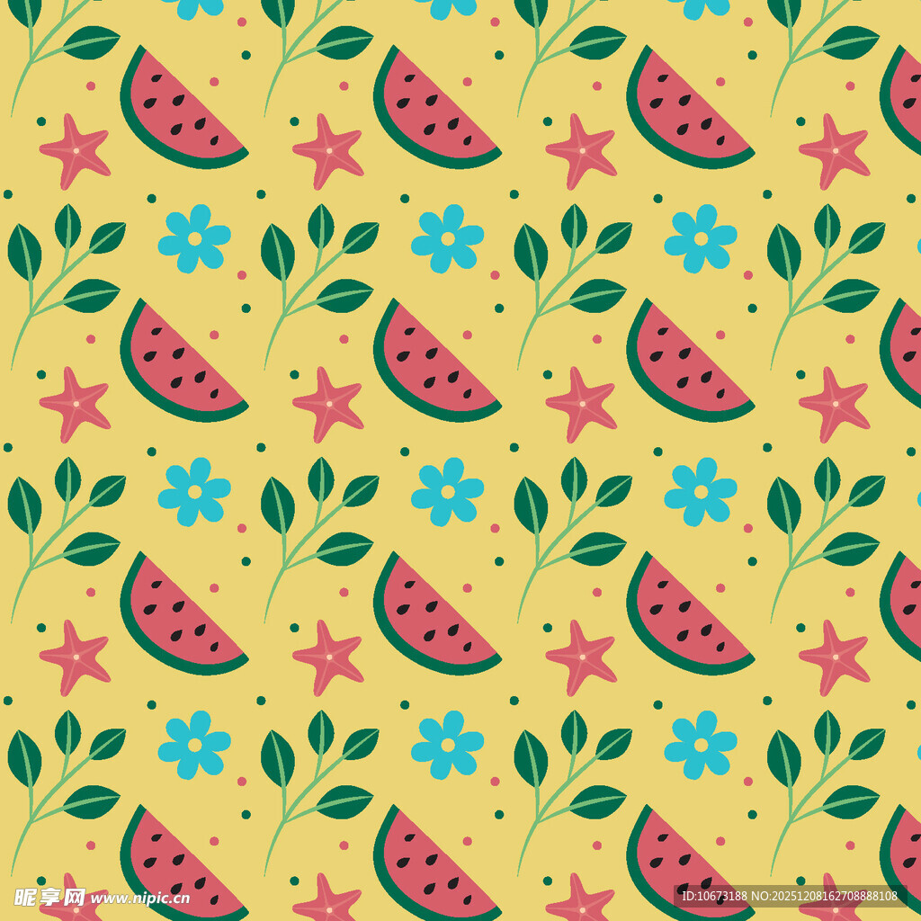 夏日西瓜花卉图案背景