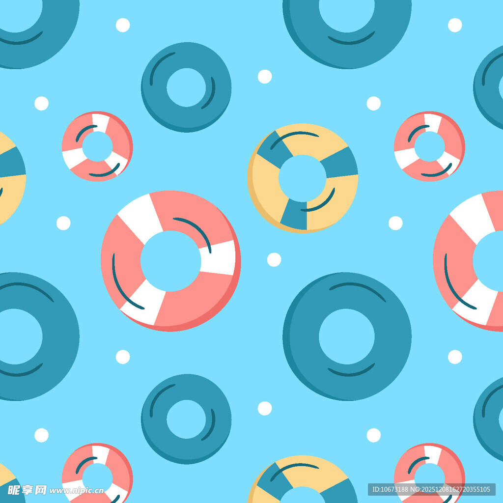 夏日游泳圈图案背景