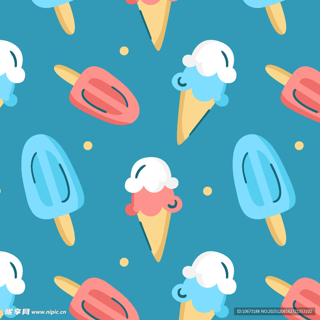 夏日缤纷冰淇淋图案背景