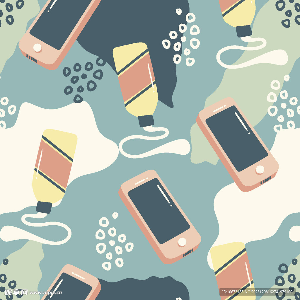 手机与画笔的创意插画