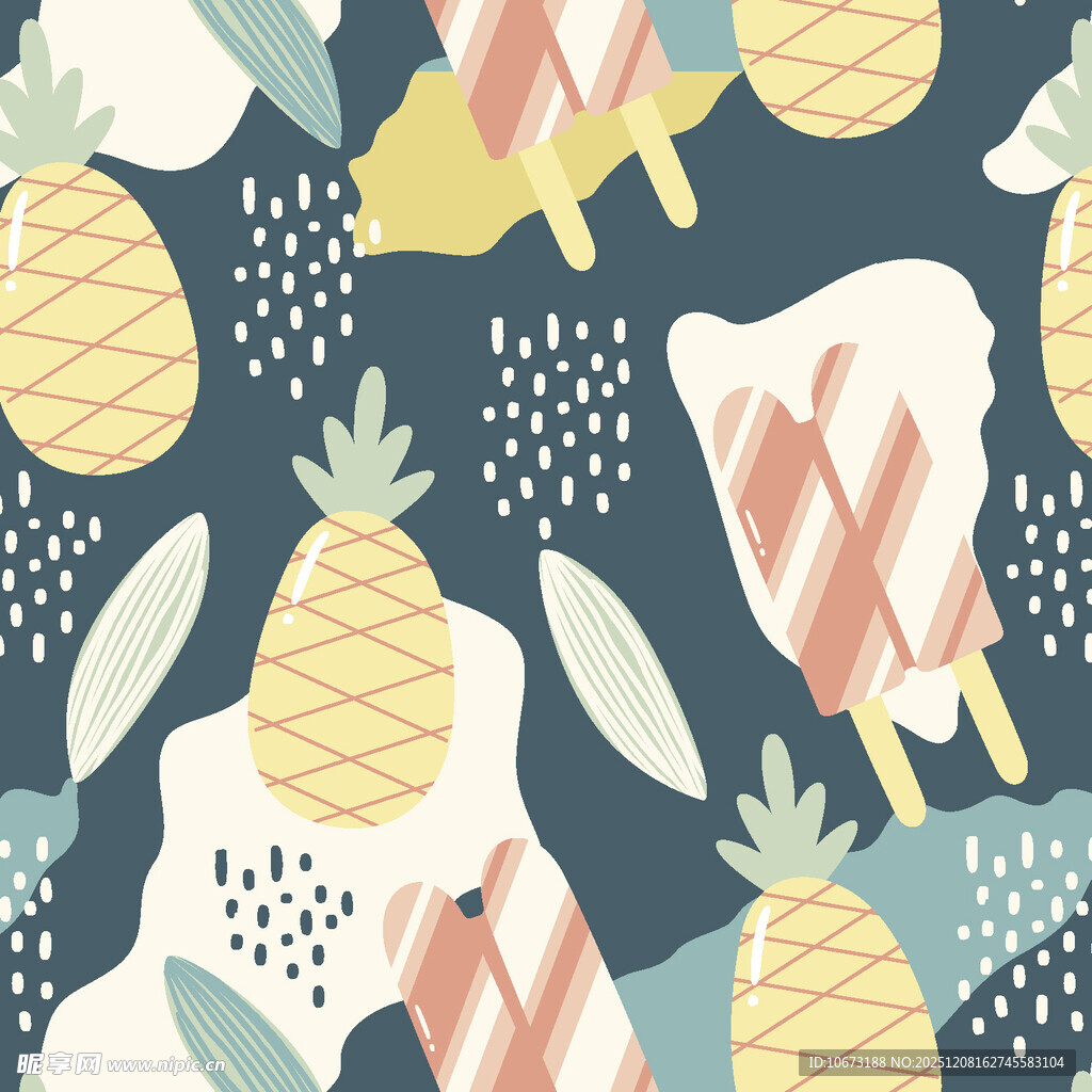 热带水果几何图案背景