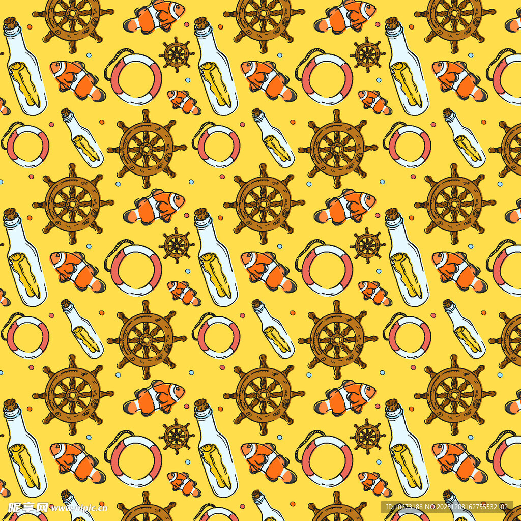 航海元素黄色背景图案