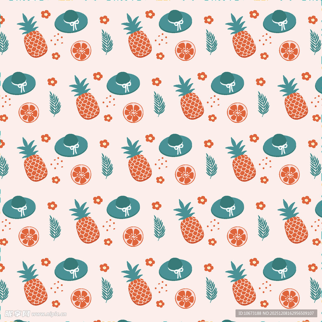 菠萝与眼镜图案的可爱背景