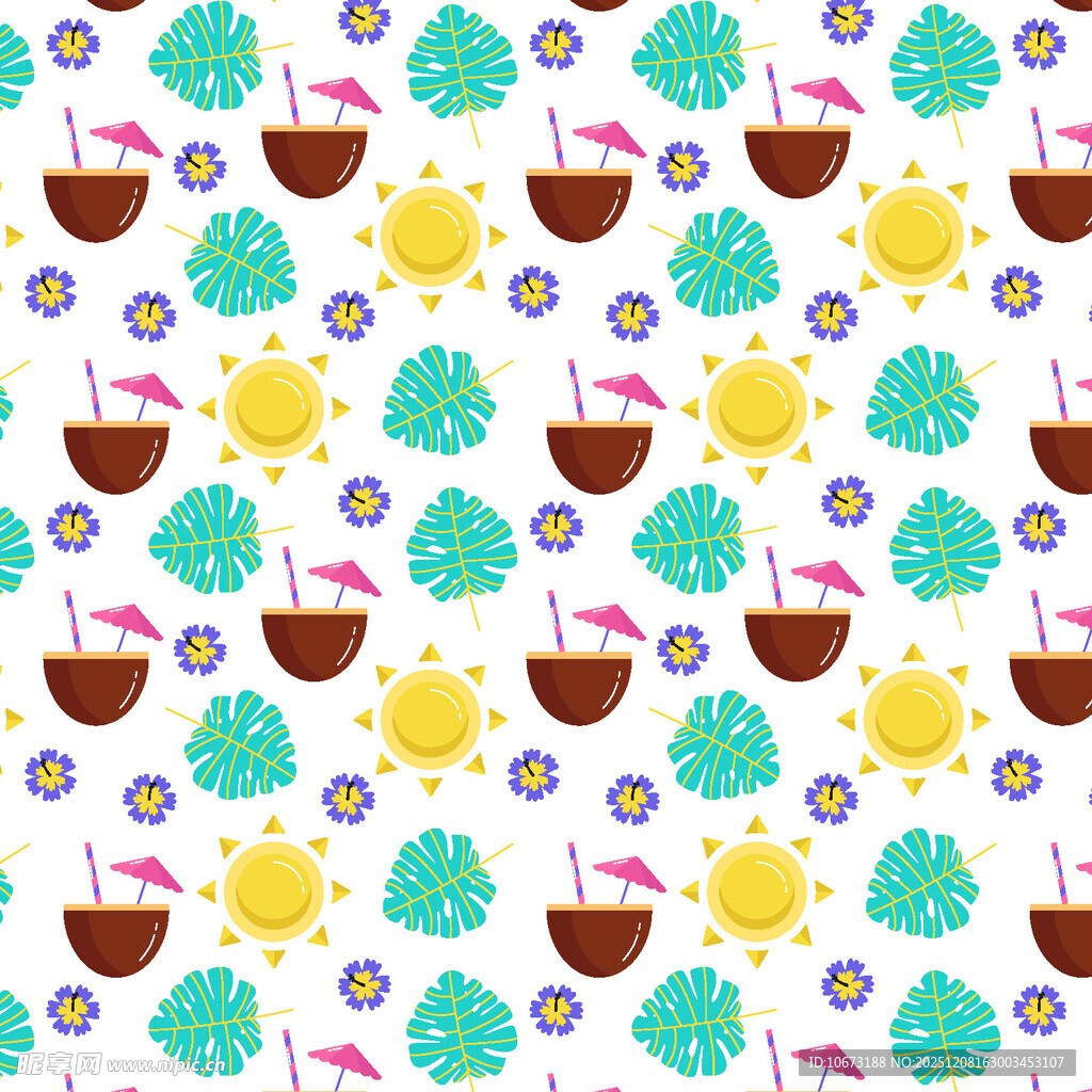 夏日水果花卉图案背景