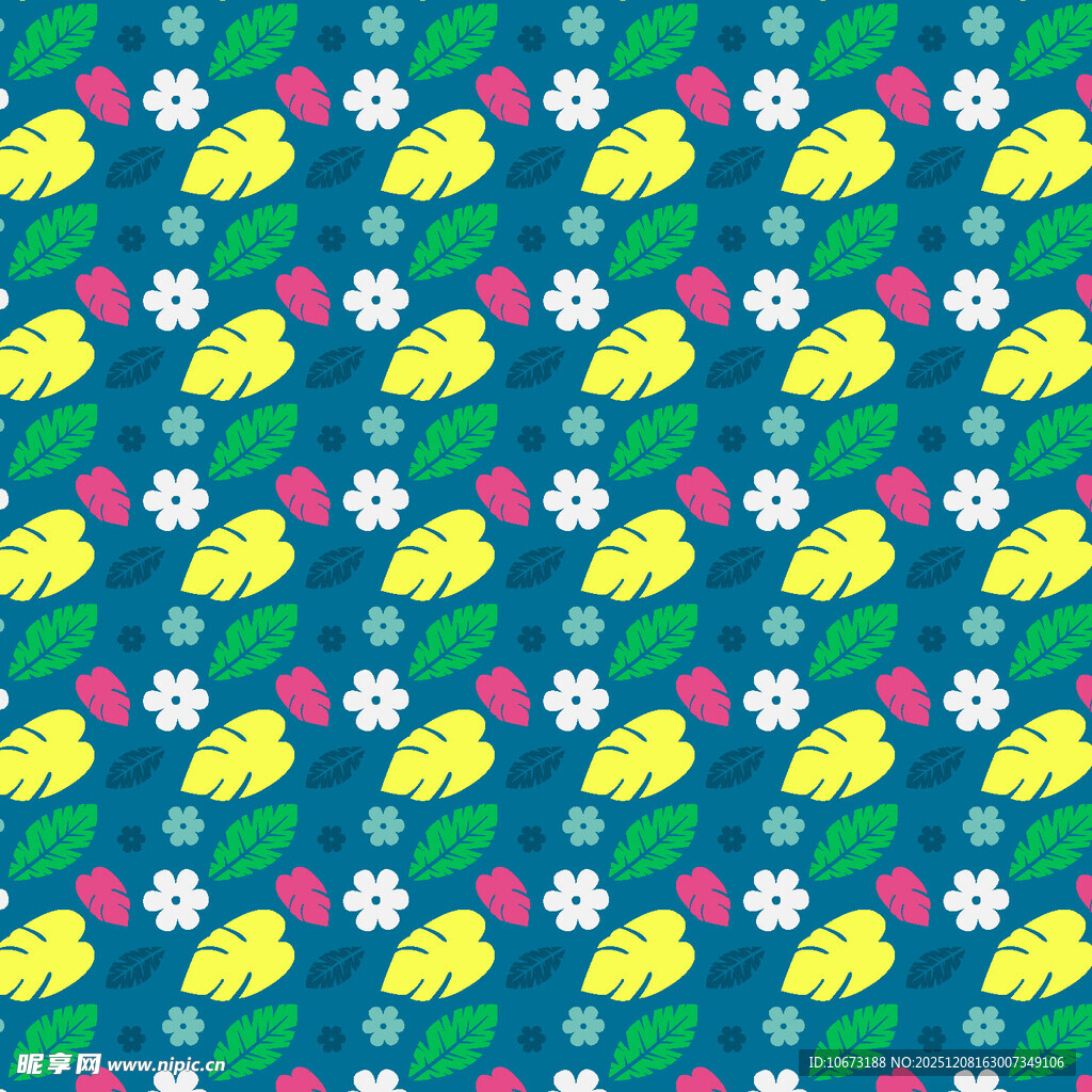 多彩花卉小鸟图案背景