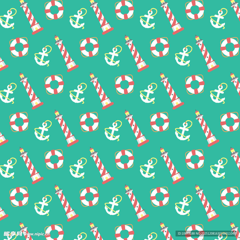 海洋风锚与拐杖糖图案
