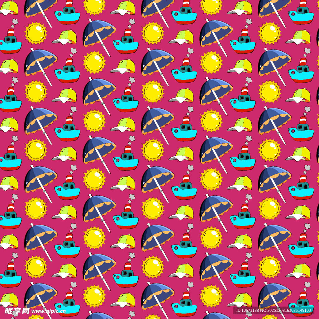 粉色背景多彩雨伞图案