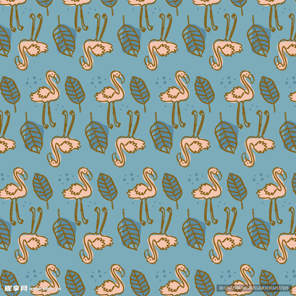 火烈鸟与仙人掌图案背景