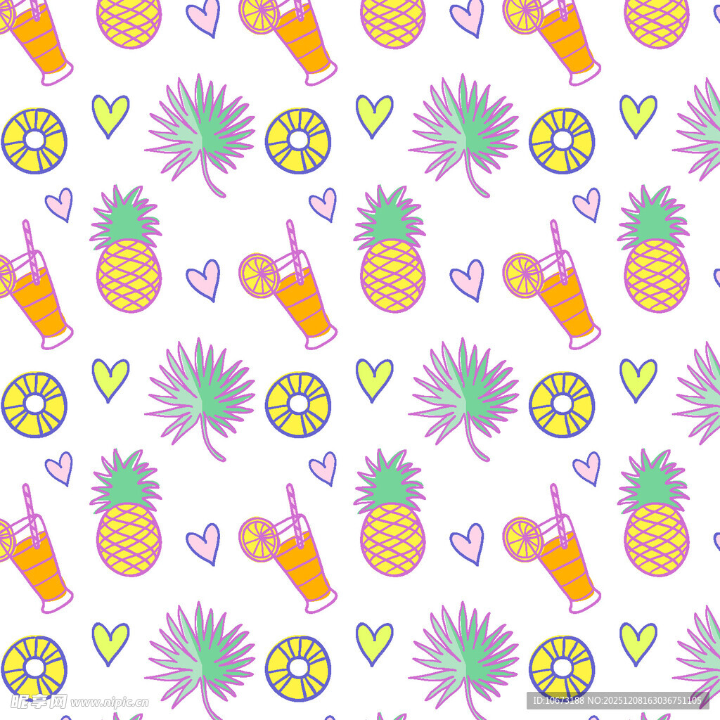 热带水果图案无缝背景图