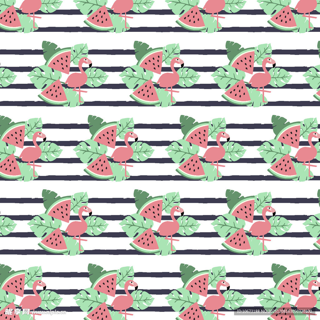 西瓜图案条纹无缝背景
