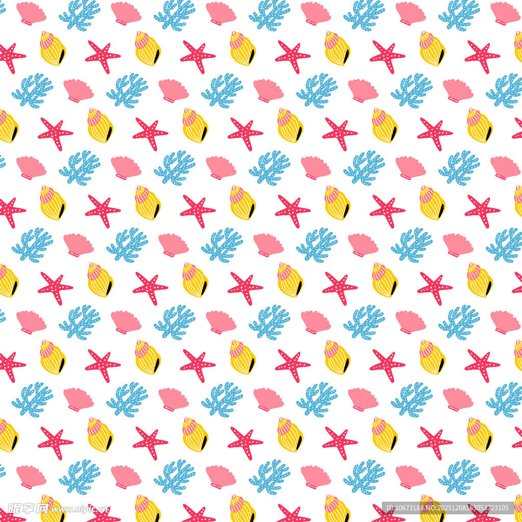 海洋元素缤纷图案背景