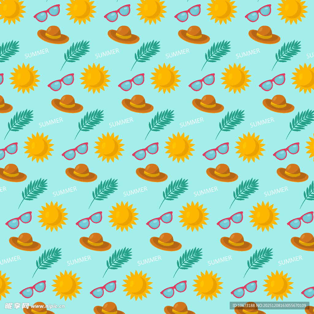 夏日元素无缝图案背景