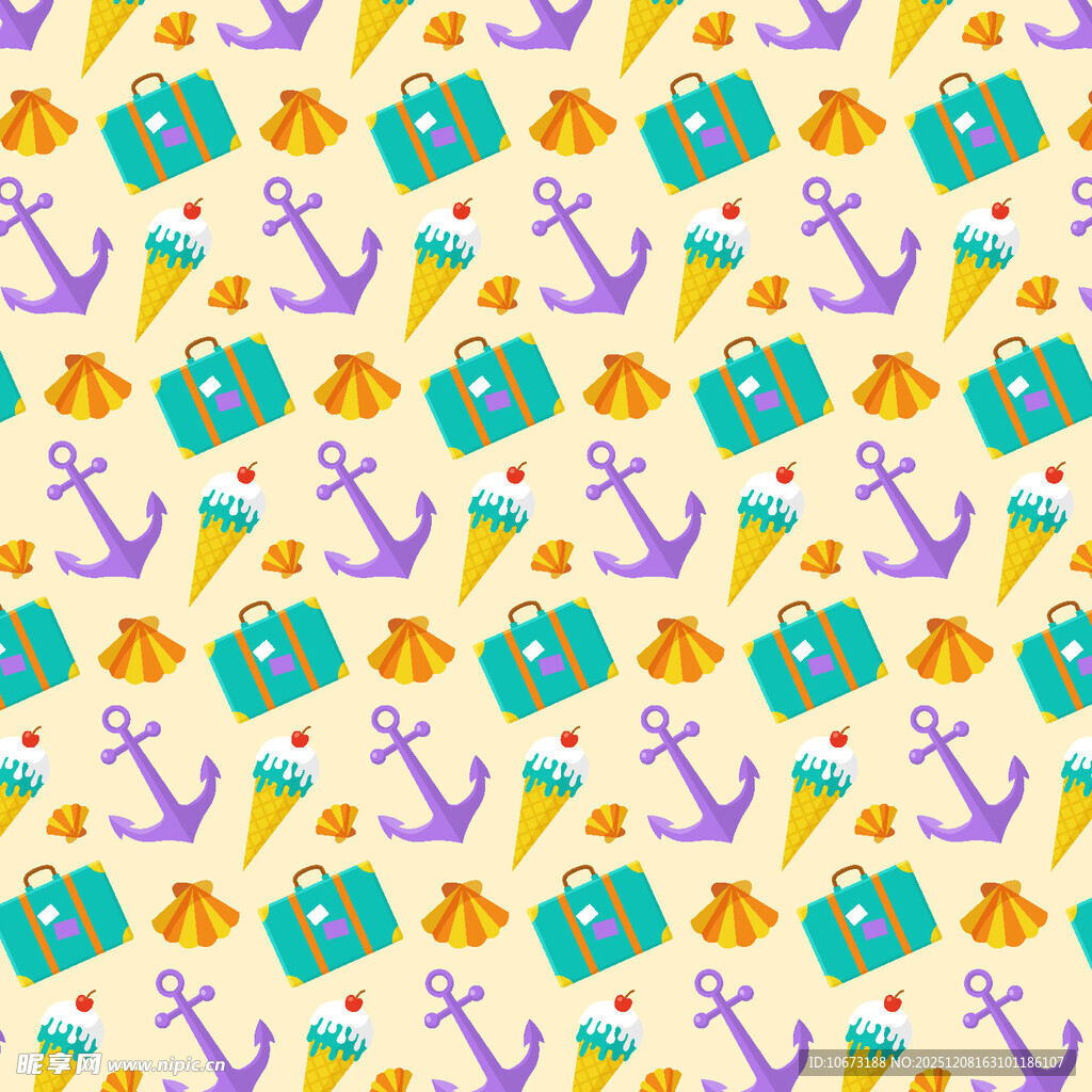 海洋风多彩航海元素图案