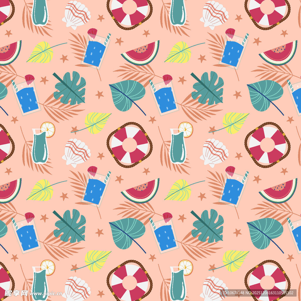 夏日清凉元素无缝图案