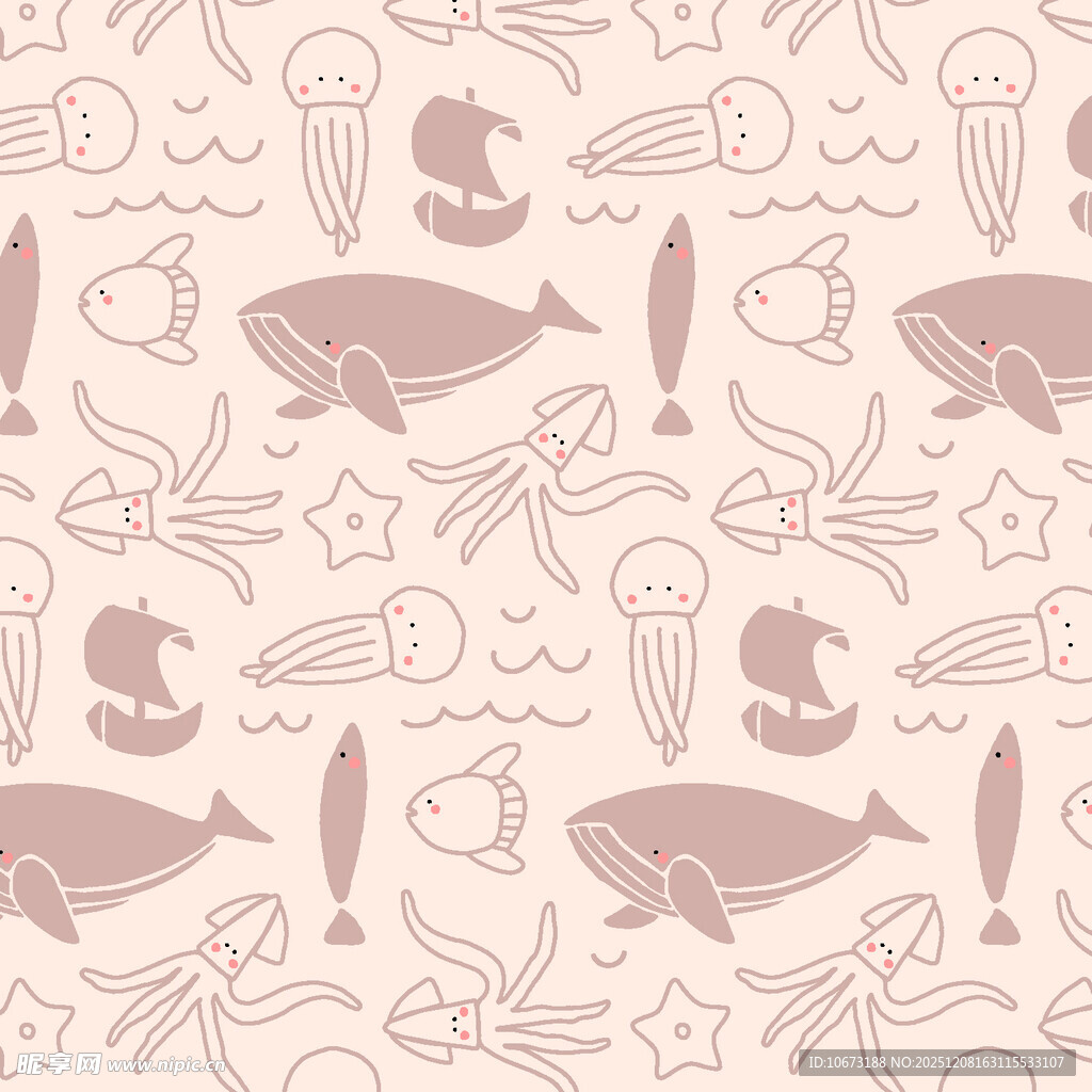 海洋生物图案背景纹理