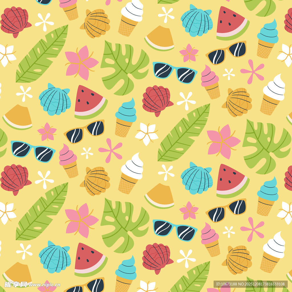 夏日水果花卉图案背景