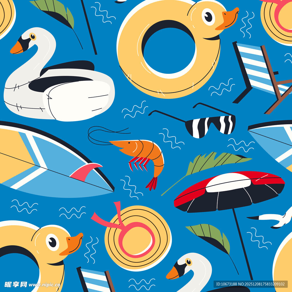 夏日水上玩乐元素图案