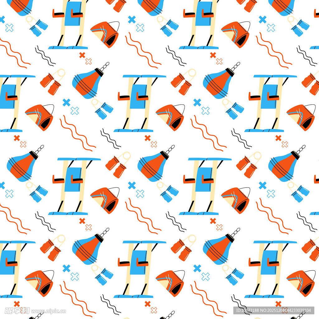 卡通运动器材无缝图案