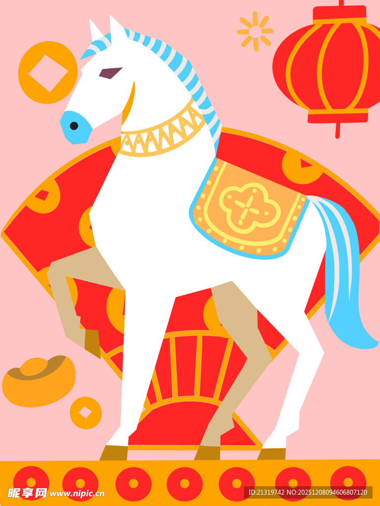 喜庆马插画