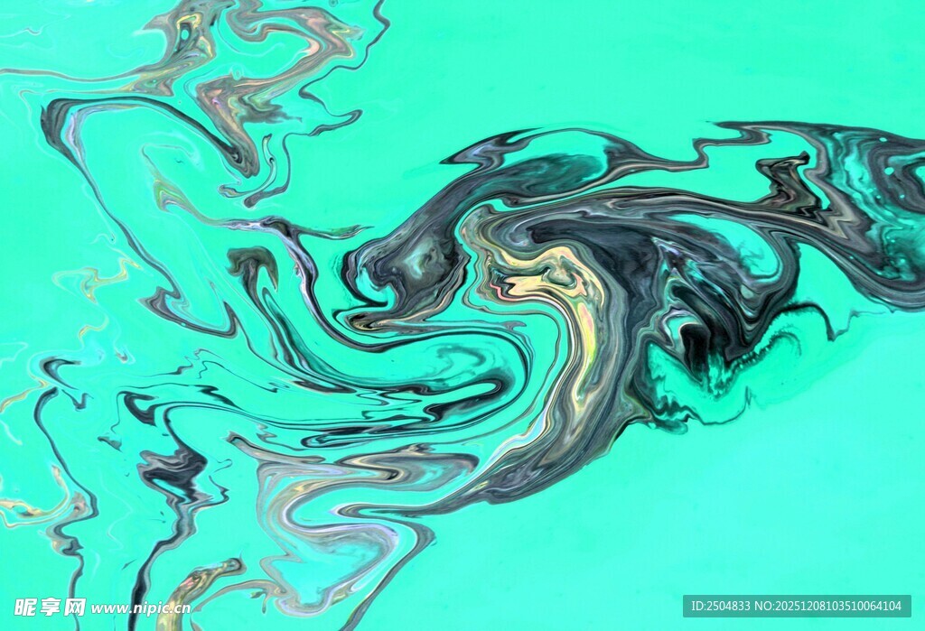 蓝绿色抽象流体艺术图案