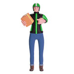 快递员手持包裹准备派送