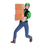 快递员快速搬运包裹