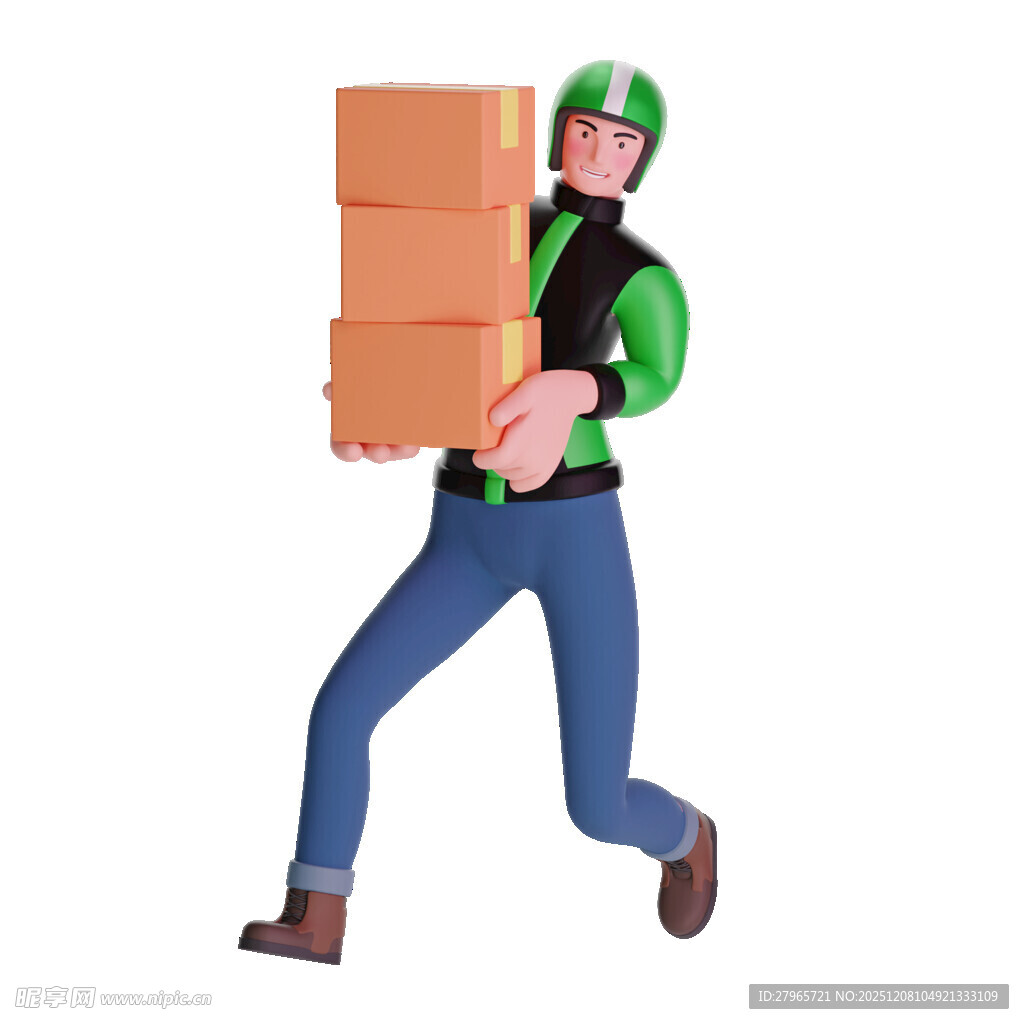 快递员快速搬运包裹