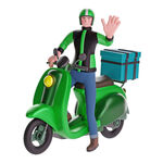 绿色摩托外卖员挥手示意