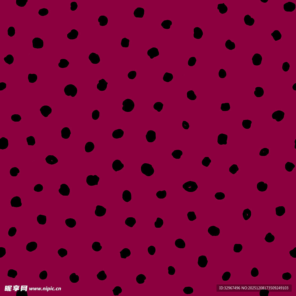 玫红底黑色波点