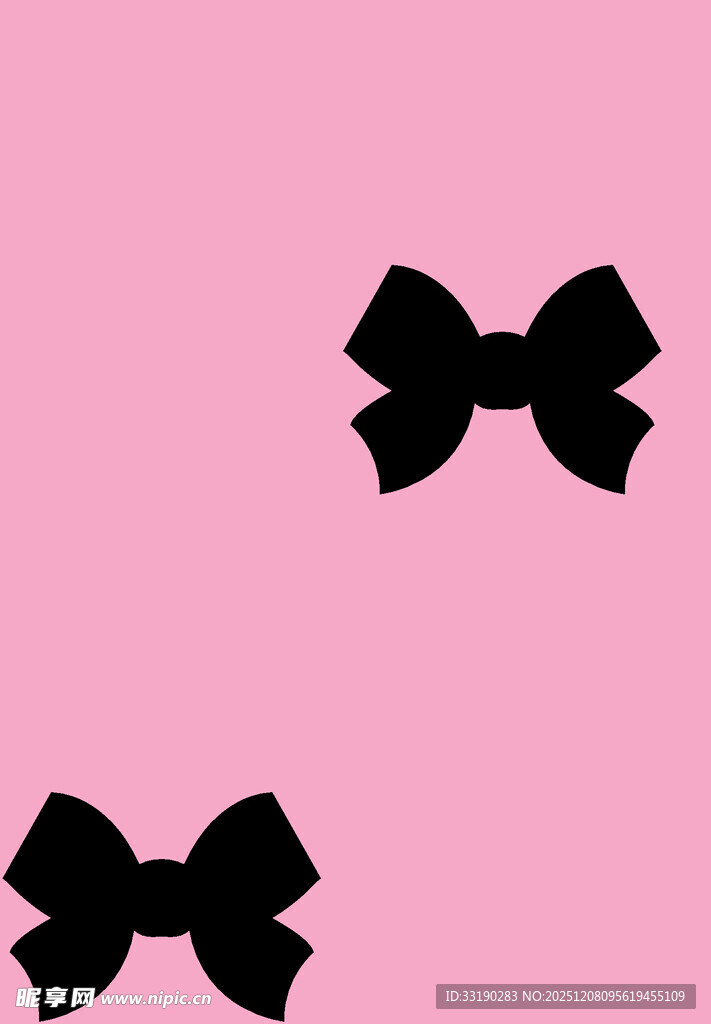 粉色背景上的黑色蝴蝶结