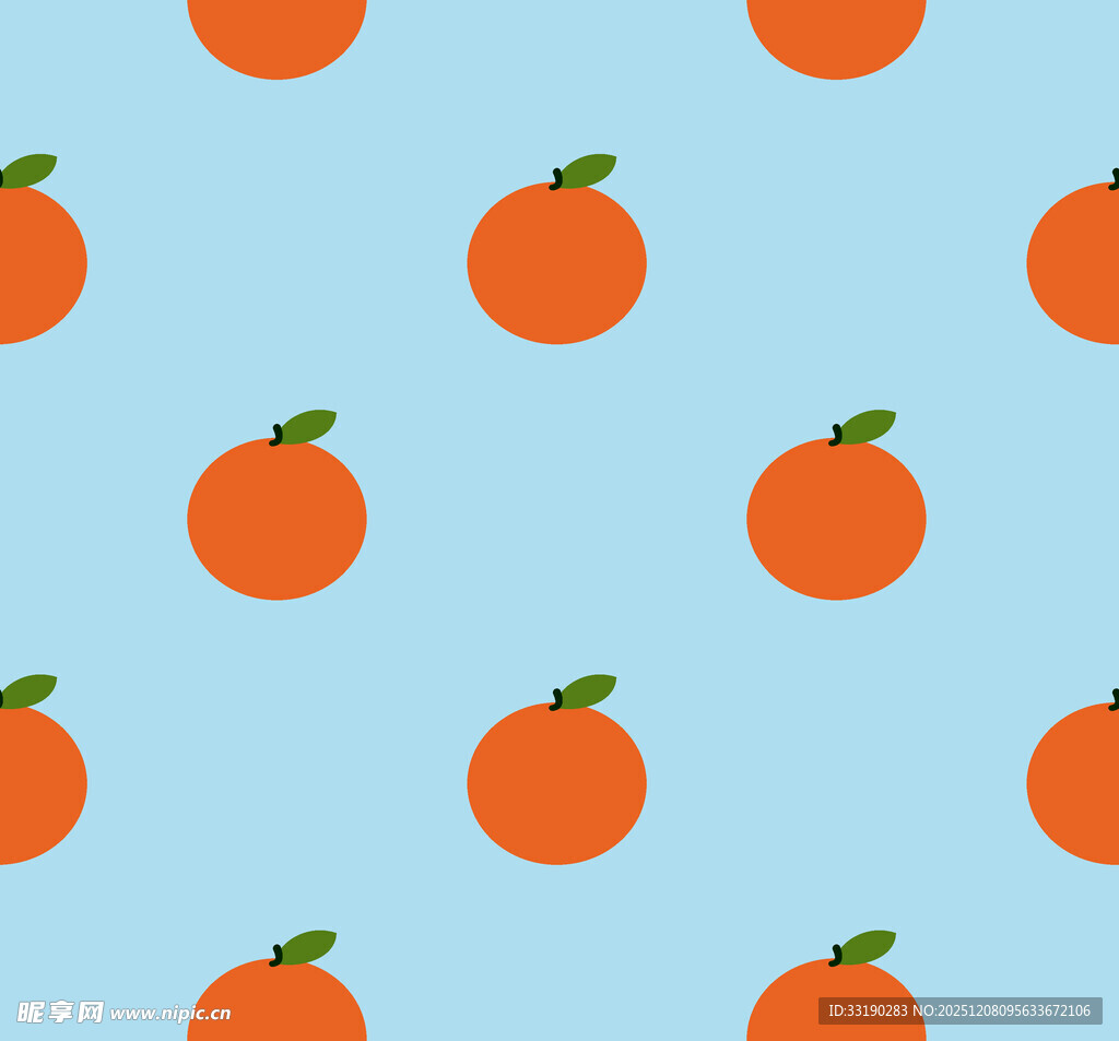 蓝色背景上的橙色水果图案