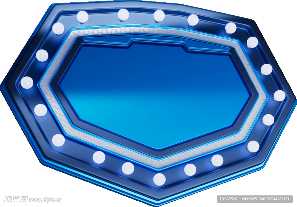 蓝色六边形发光装饰牌